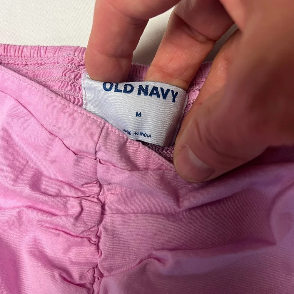 Old Navy Pink Peplum Top Puff Sleeve Square Neck‎ Blouse Fairy Feminine Size M